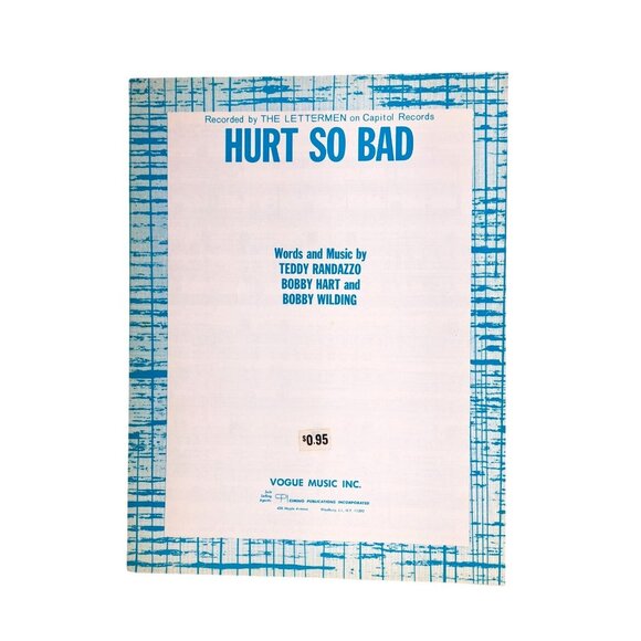 Vogue Music Inc Other - Vintage Hurt So Bad Sheet Music Randazzo Hart Wilding 1967 Lettermen Ronstadt